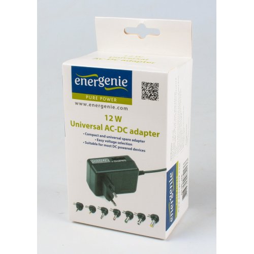 Мережевий зарядний пристрій EnerGenie Universal DC Adapter 12W (EG-MC-008) Black купити в Україні | Telemart фото