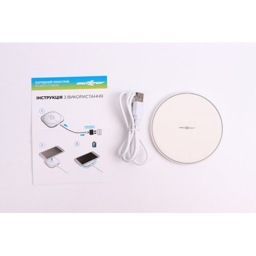 Бездротовий зарядний пристрій Maxxter Qi Wireless (M-QIF-03) White купити в Україні | Telemart фото
