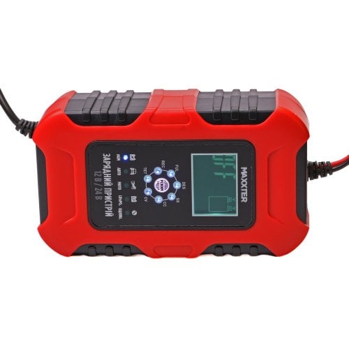 Зарядний пристрій для автомобільного акумулятора Maxxter Battery Charger 12V/24V 10A LCD (MX-CHR-1224V10A) Red купити в Україні | Telemart фото