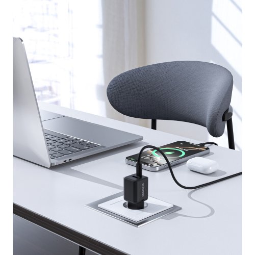 Мережевий зарядний пристрій Choetech GaN USB + USB Type-C 30W (PD5012-EU-BK) Black купити в Україні | Telemart фото