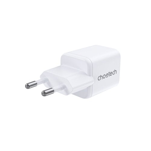Мережевий зарядний пристрій Choetech GaN USB + USB Type-C 30W (PD5012-EU-WH) White купити в Україні | Telemart фото
