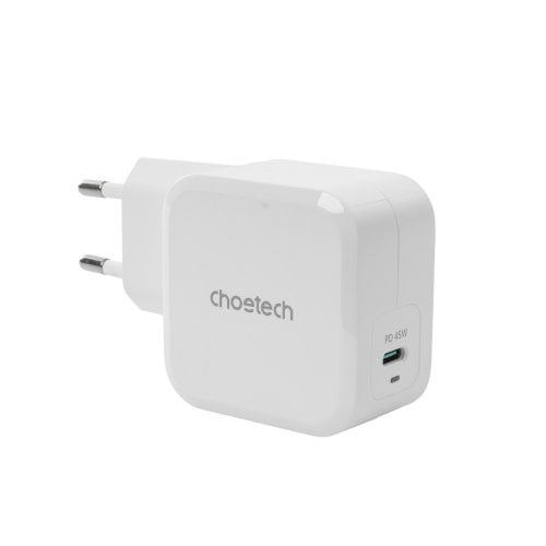 Мережевий зарядний пристрій Choetech GaN USB Type-C 45W (PD8007-EU-WH) White купити в Україні | Telemart фото