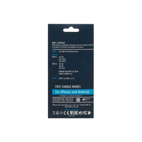 Мережевий зарядний пристрій Rivacase USB + USB Type-C 20W + Cable USB Type-C to USB Type-C (PS4102 WD4) White купити в Україні | Telemart фото