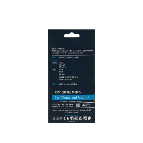 Мережевий зарядний пристрій Rivacase USB + USB Type-C 20W + Cable USB Type-C to Lightning (PS4102 WD5) White купити в Україні | Telemart фото