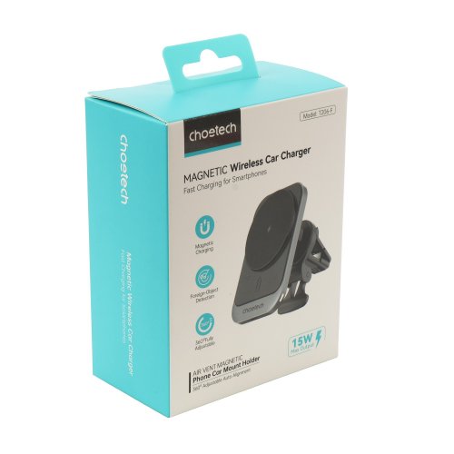 Автомобільний зарядний пристрій Choetech MagSafe Wireless 15W (T206-F-ACBK) Black купити в Україні | Telemart фото