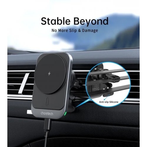 Автомобільний зарядний пристрій Choetech MagSafe Wireless 15W (T206-F-ACBK) Black купити в Україні | Telemart фото