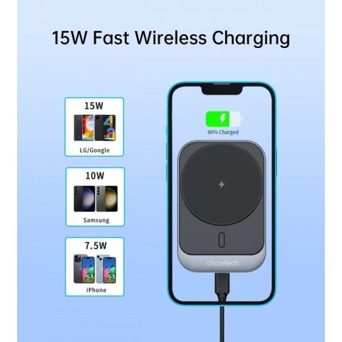 Автомобільний зарядний пристрій Choetech MagSafe Wireless 15W (T206-F-ACBK) Black купити в Україні | Telemart фото