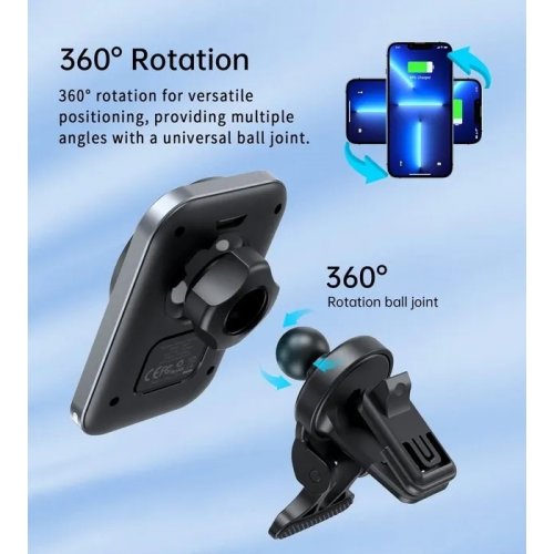 Автомобільний зарядний пристрій Choetech MagSafe Wireless 15W (T206-F-ACBK) Black купити в Україні | Telemart фото