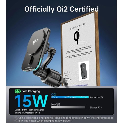 Автомобільний зарядний пристрій Choetech MagSafe Qi2 Wireless 15W (T231-F-101XACBK) Black купити в Україні | Telemart фото