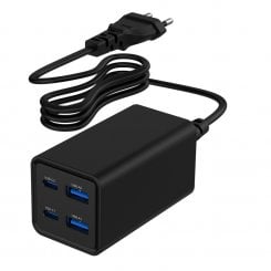 Сетевое зарядное устройство Gembird GaN 2 x USB + 2 x USB Type-C 65W (TA-UC-2A2C-PD65-01-BK) Black