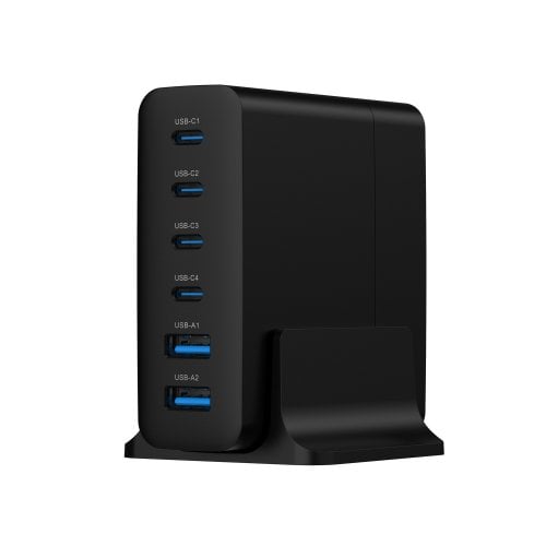 Сетевое зарядное устройство Gembird GaN 2 x USB + 4 x USB Type-C 75W (TA-UC-2A4C-PD75-01-BK) Black купить в Украине | Telemart фото