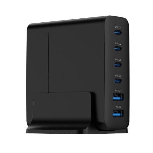 Сетевое зарядное устройство Gembird GaN 2 x USB + 4 x USB Type-C 75W (TA-UC-2A4C-PD75-01-BK) Black купить в Украине | Telemart фото