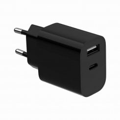 Мережевий зарядний пристрій Gembird USB + USB Type-C 12W (TA-UC-2AC12-01-BK) Black