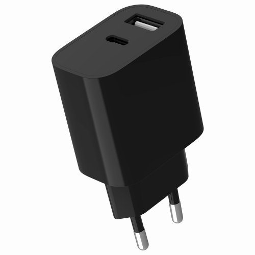 Мережевий зарядний пристрій Gembird USB + USB Type-C 12W (TA-UC-2AC12-01-BK) Black купити в Україні | Telemart фото