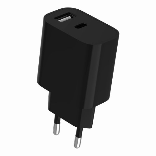 Мережевий зарядний пристрій Gembird USB + USB Type-C 12W (TA-UC-2AC12-01-BK) Black купити в Україні | Telemart фото