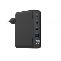 Мережевий зарядний пристрій Gembird GaN USB + 3 x USB Type-C 100W (TA-UC-PDQC100LCD-01-BK) Black