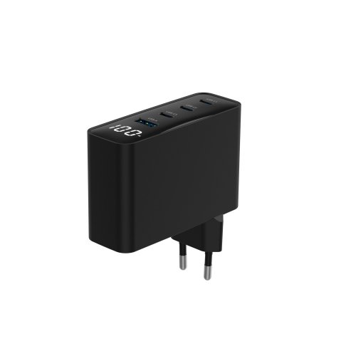 Мережевий зарядний пристрій Gembird GaN USB + 3 x USB Type-C 100W (TA-UC-PDQC100LCD-01-BK) Black купити в Україні | Telemart фото