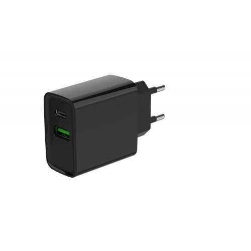 Мережевий зарядний пристрій Gembird USB + USB Type-C 20W (TA-UC-PDQC20-01-BK) Black купити в Україні | Telemart фото