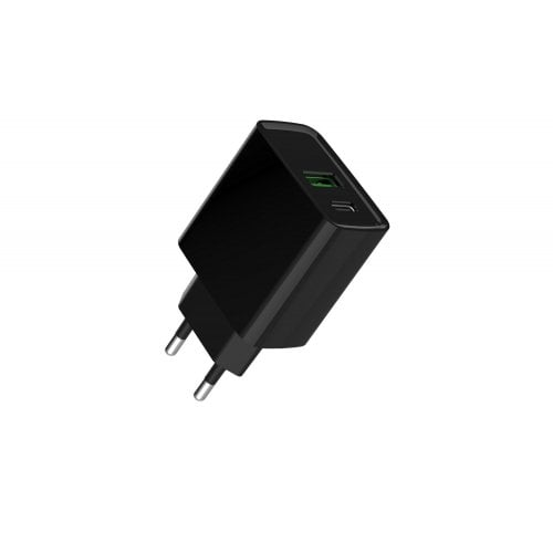 Мережевий зарядний пристрій Gembird USB + USB Type-C 20W (TA-UC-PDQC20-01-BK) Black купити в Україні | Telemart фото