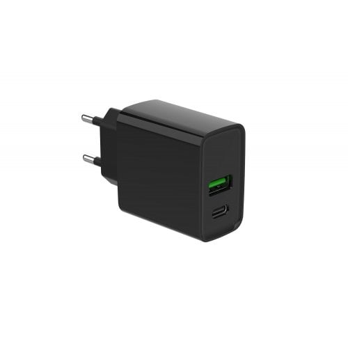 Мережевий зарядний пристрій Gembird USB + USB Type-C 20W (TA-UC-PDQC20-01-BK) Black купити в Україні | Telemart фото