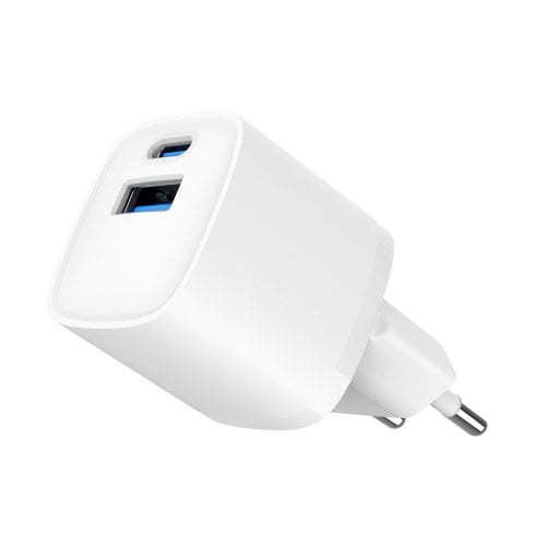 Мережевий зарядний пристрій Gembird USB + USB Type-C 20W (TA-UC-PDQC20-W-01) White купити в Україні | Telemart фото