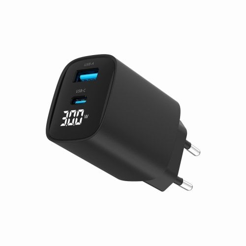 Мережевий зарядний пристрій Gembird USB + USB Type-C 30W (TA-UC-PDQC30LCD-BK-01) Black купити в Україні | Telemart фото