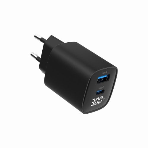 Мережевий зарядний пристрій Gembird USB + USB Type-C 30W (TA-UC-PDQC30LCD-BK-01) Black купити в Україні | Telemart фото