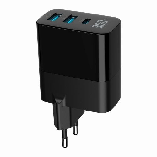 Мережевий зарядний пристрій Gembird GaN 2 x USB + USB Type-C 30W (TA-UC-PDQC30LCD-BK-02) Black купити в Україні | Telemart фото