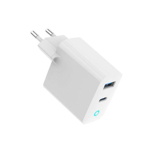 Мережевий зарядний пристрій Gembird GaN USB + USB Type-C 65W (TA-UC-PDQC65L-W-01) White купити в Україні | Telemart фото