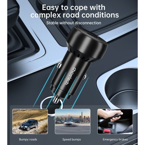 Автомобільний зарядний пристрій Choetech USB + USB Type-C 60W (TC0014-BK) Black купити в Україні | Telemart фото
