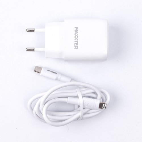 Мережевий зарядний пристрій Maxxter USB Type-C 20W + Cable USB Type-C to Lightning (WC-PD-CtL-01) White купити в Україні | Telemart фото