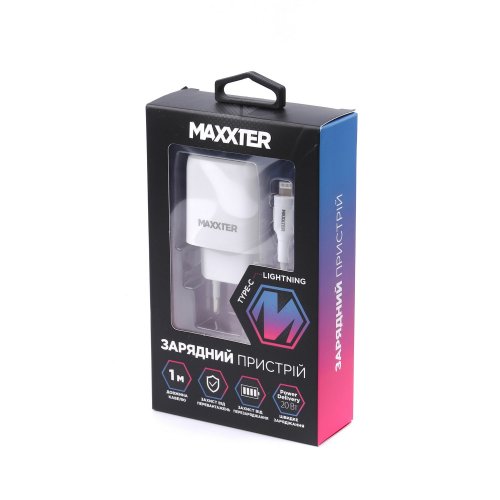 Мережевий зарядний пристрій Maxxter USB Type-C 20W + Cable USB Type-C to Lightning (WC-PD-CtL-01) White купити в Україні | Telemart фото
