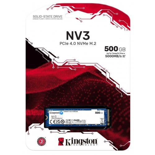 Уцінка ssd-диск Kingston NV3 3D NAND 500GB M.2 (2280 PCI-E) NVMe x4 (SNV3S/500G) (Сліди використання, 916351) купити в Україні | Telemart фото