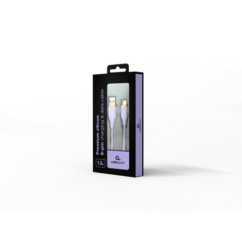 Кабель Cablexpert USB 2.0 to Lightning 2.1A 1.5m (CC-USB2S-AM8PM-1.5M-P) Purple купити в Україні | Telemart фото