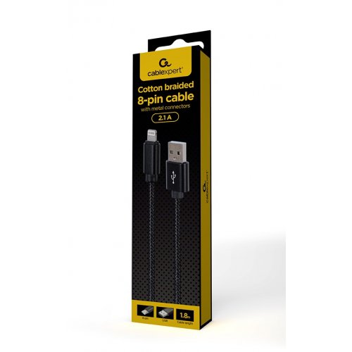 Кабель Cablexpert USB 2.0 to Lightning 2.1A 1.8m (CCDB-mUSB2B-AMLM-6) Black купити в Україні | Telemart фото
