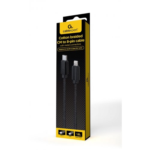 Кабель Cablexpert USB 2.0 Type-C to Lightning 20W 1.8m (CCDB-mUSB2B-CMLM-6) Black купити в Україні | Telemart фото