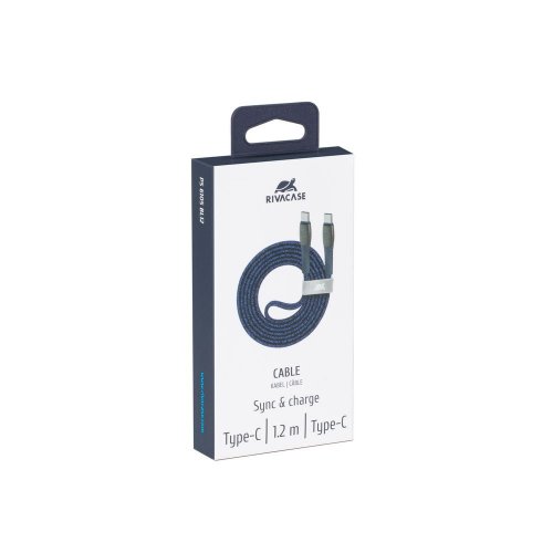 Кабель Rivacase PS6105 USB Type-C to USB Type-C 60W 1.2m (PS6105 BL12) Blue купить в Украине | Telemart фото