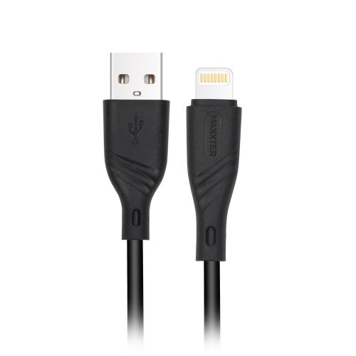 Кабель Maxxter USB 2.0 to Lightning 2.4A 1m (UB-L-USB-02-1m) Black купити в Україні | Telemart фото