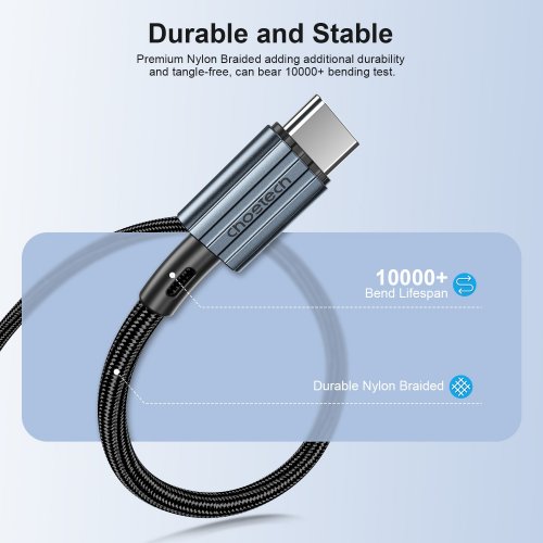 Кабель Choetech USB 2.0 Type-C to USB Type-C 60W 1.2m (XCC-1014-BK) Black купити в Україні | Telemart фото