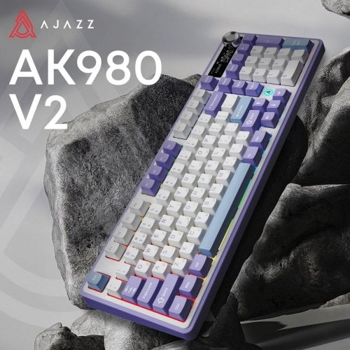 Уценка клавиатура Ajazz AK980 V2 Maillard Switch RGB Wireless (AK980-V2-M-PWB) White (Вскрытая упаковка, 916423) купить в Украине | Telemart фото