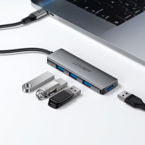 USB-хаб Acefast J15 USB Type-C 4 in 1 (6974316285908) Metal Gray купити в Україні | Telemart фото