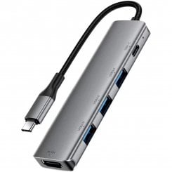 Док-станція Acefast J16 Docking Station USB Type-C 5 in 1 (6974316285915) Grey