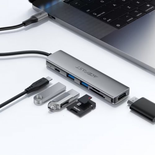 Док-станція Acefast J18 Docking Station USB Type-C 6 in 1 (6974316285939) Grey купити в Україні | Telemart фото