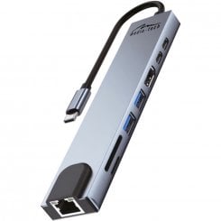 Док-станція Media-Tech MT5046 Docking Station USB Type-C 8 in 1 Grey