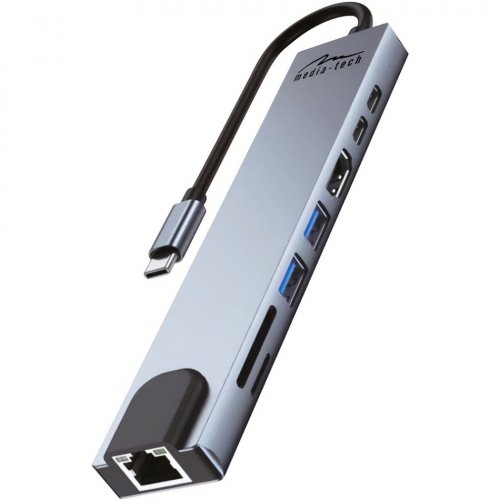 Док-станція Media-Tech MT5046 Docking Station USB Type-C 8 in 1 Grey купити в Україні | Telemart фото