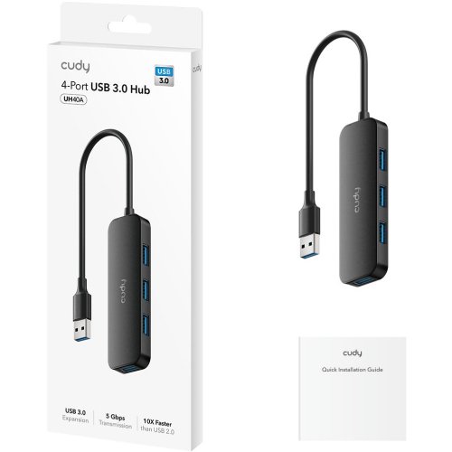 USB-хаб Cudy UH40A USB 3.0 4 in 1 Black купити в Україні | Telemart фото