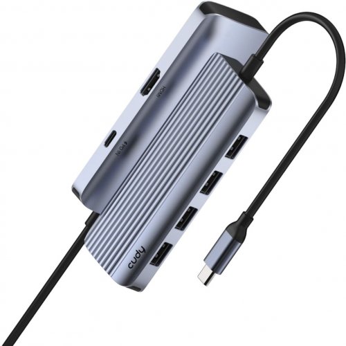 USB-хаб Cudy UH500 USB Type-C 6 in 1 Grey купити в Україні | Telemart фото