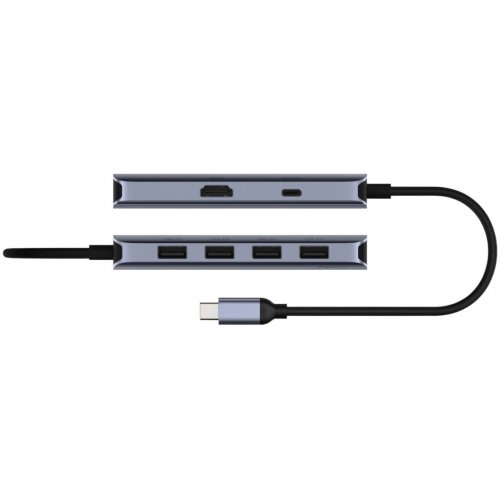 USB-хаб Cudy UH500 USB Type-C 6 in 1 Grey купити в Україні | Telemart фото