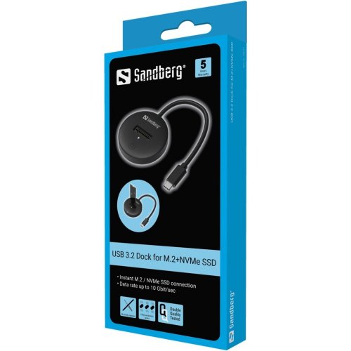 Док-станція Sandberg Docking Station for M.2 SSD USB Type-C (136-47) Black купити в Україні | Telemart фото
