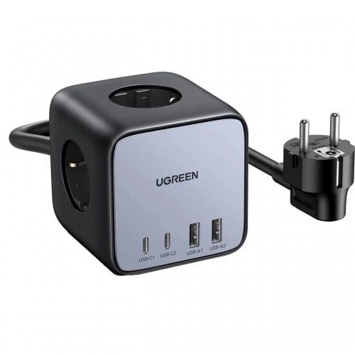 Мережевий зарядний пристрій Ugreen CD268 DigiNest Cube GaN 2 x USB + 2 x USB Type-C 65W (60113) Black/Gray купити в Україні | Telemart фото